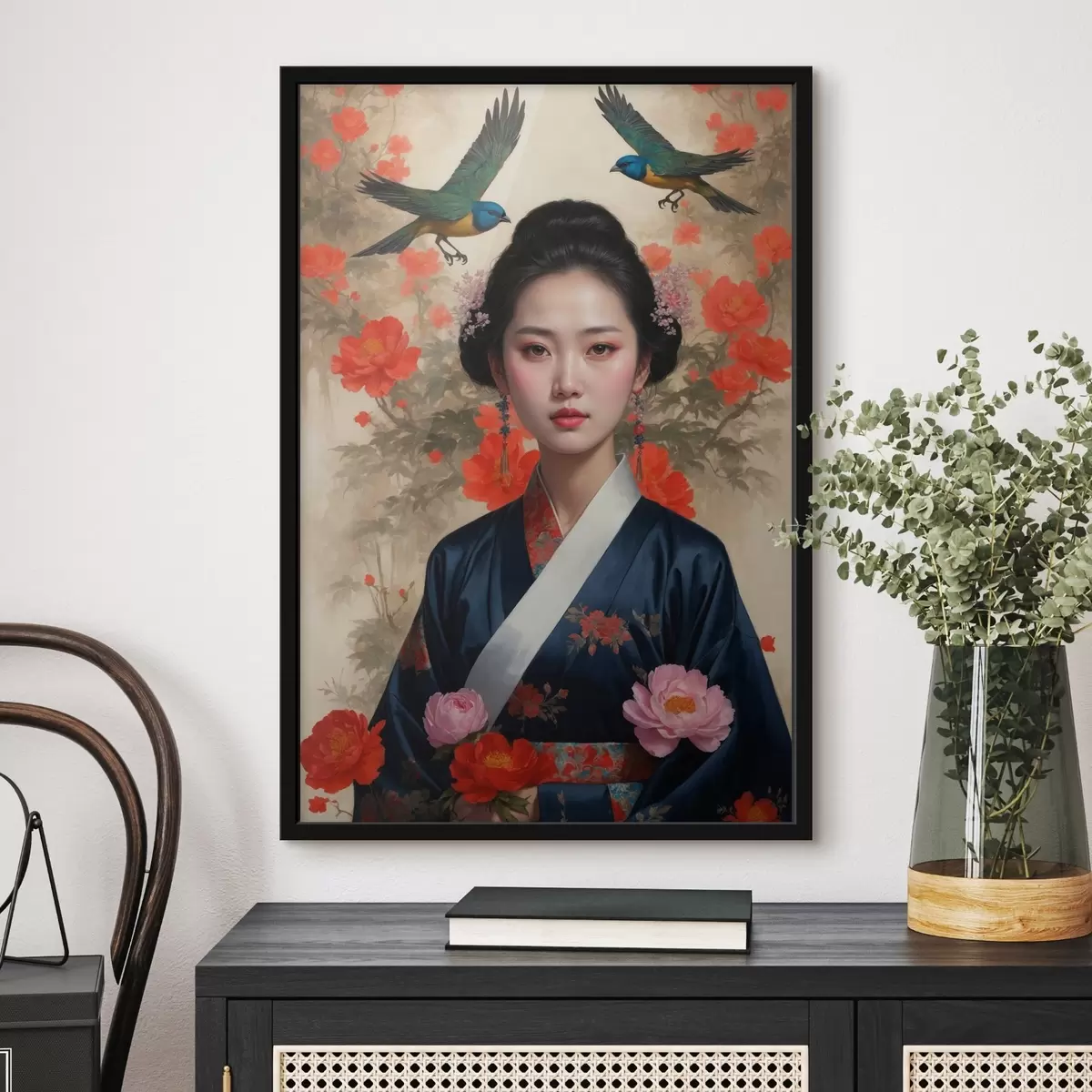 Poster Japonesa con kimono f42511