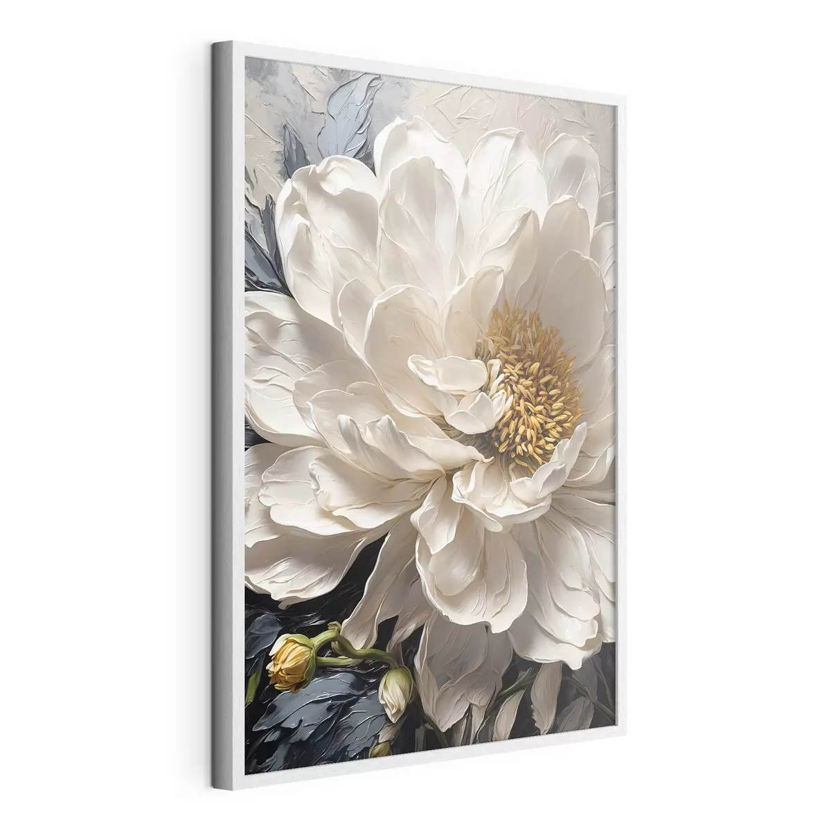 Poster Flor blanca sobre fondo azul-beige f42523