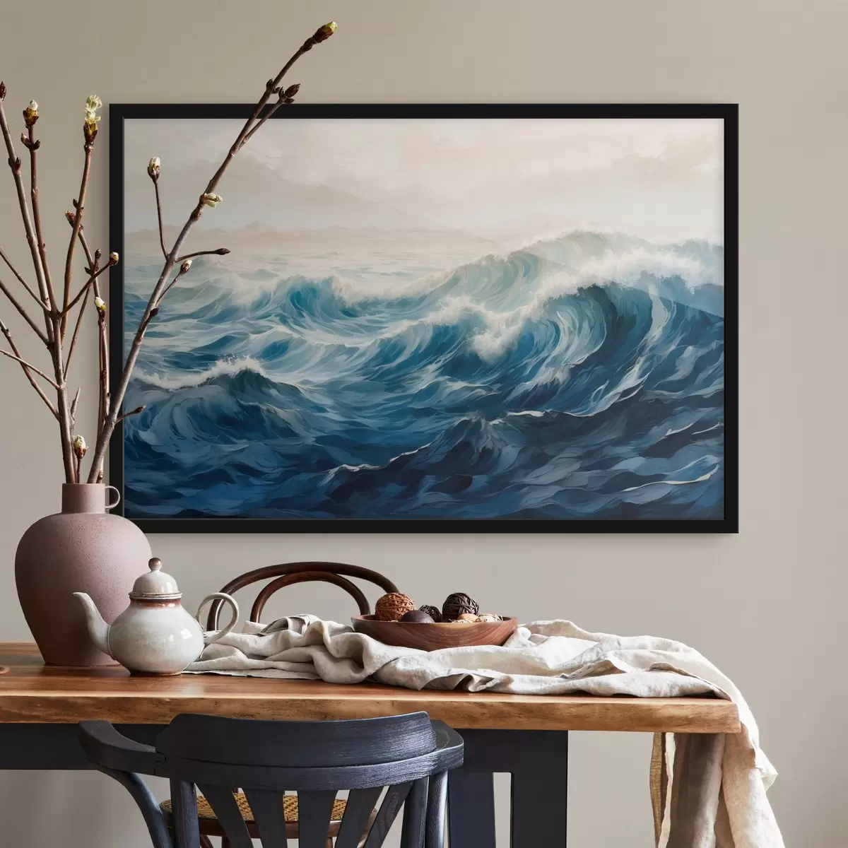 Poster Olas embravecidas en la niebla f42541