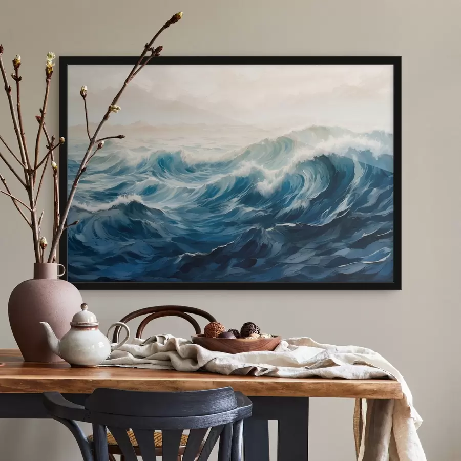 murales de pared Olas embravecidas en la niebla f42541