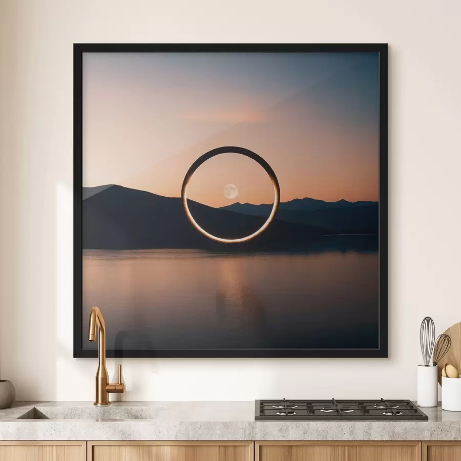 murales de pared Foto de la luna a través del anillo f42550