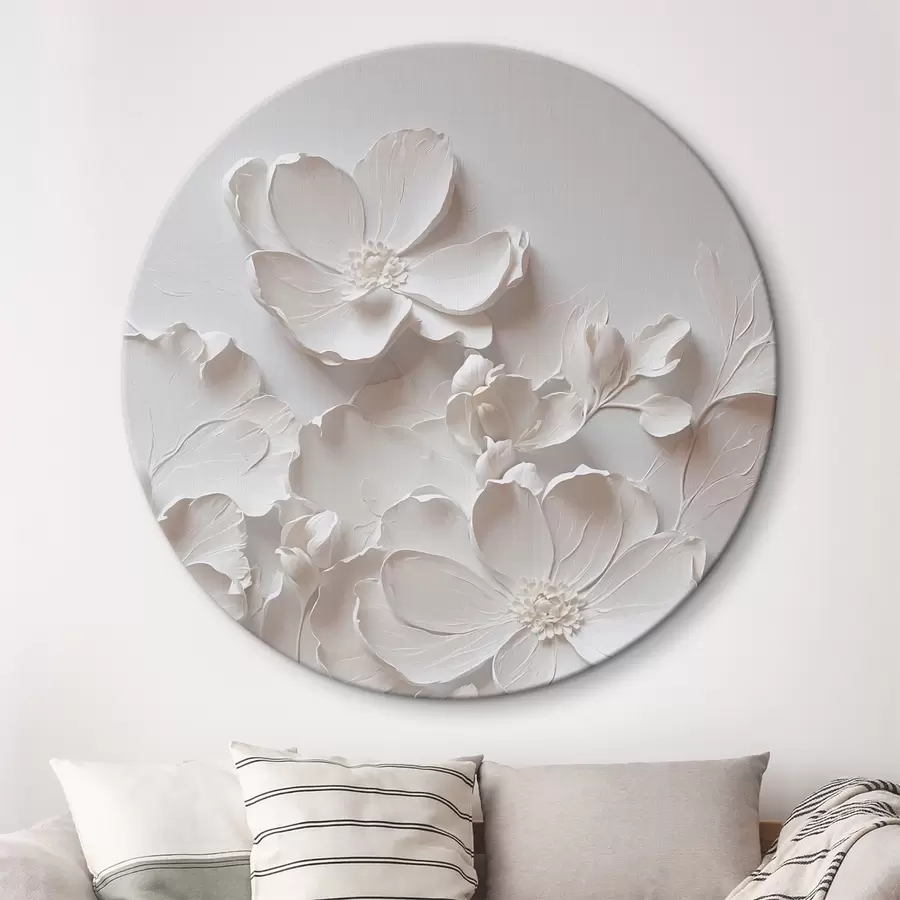 murales de pared Flores blancas sobre fondo blanco en estilo de pintura al óleo r42516