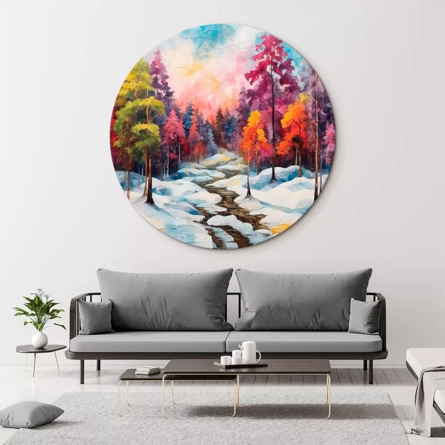 murales de pared Bosque en invierno estilo pintura en acuarela r42549
