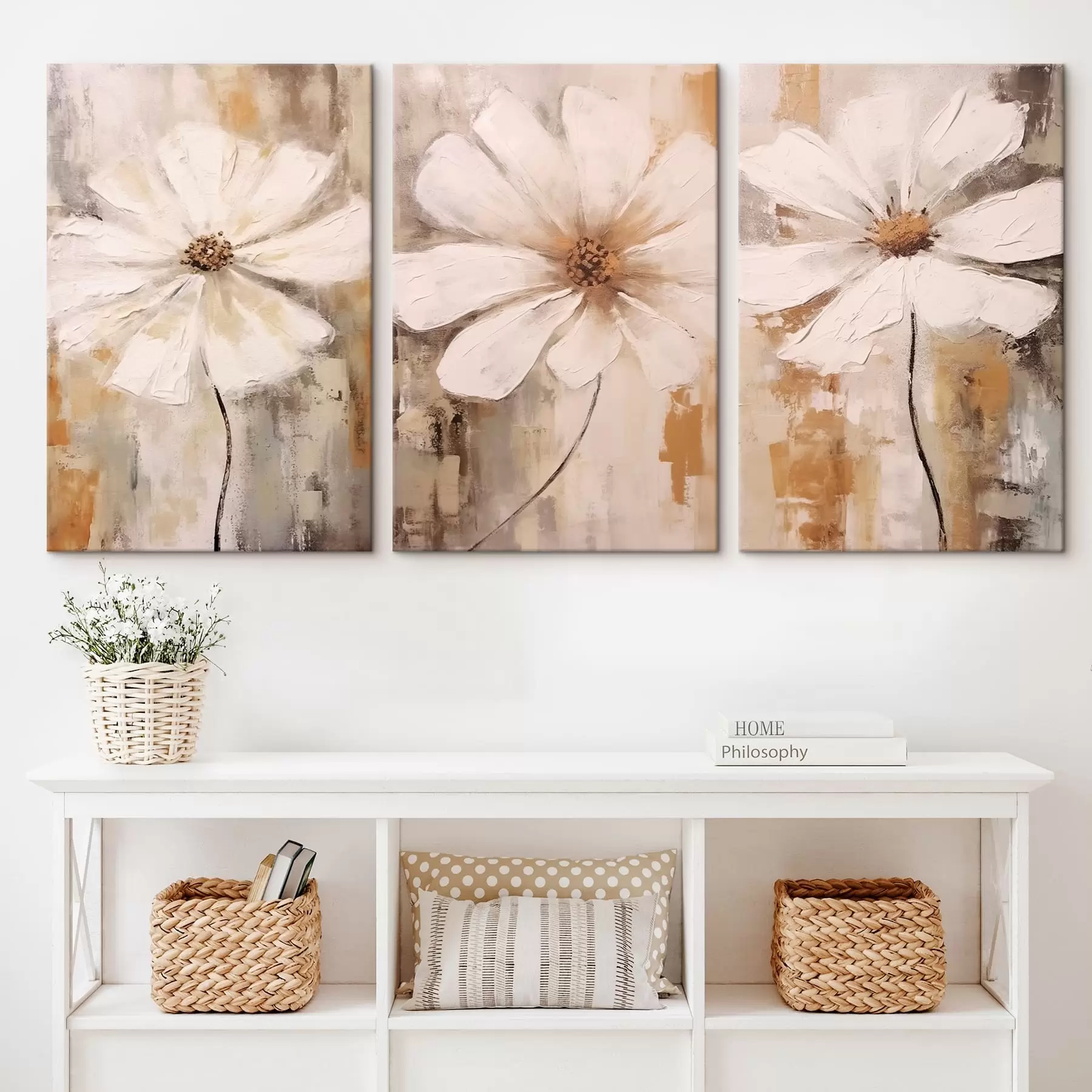 murales de pared Tendencia flores blancas m00409