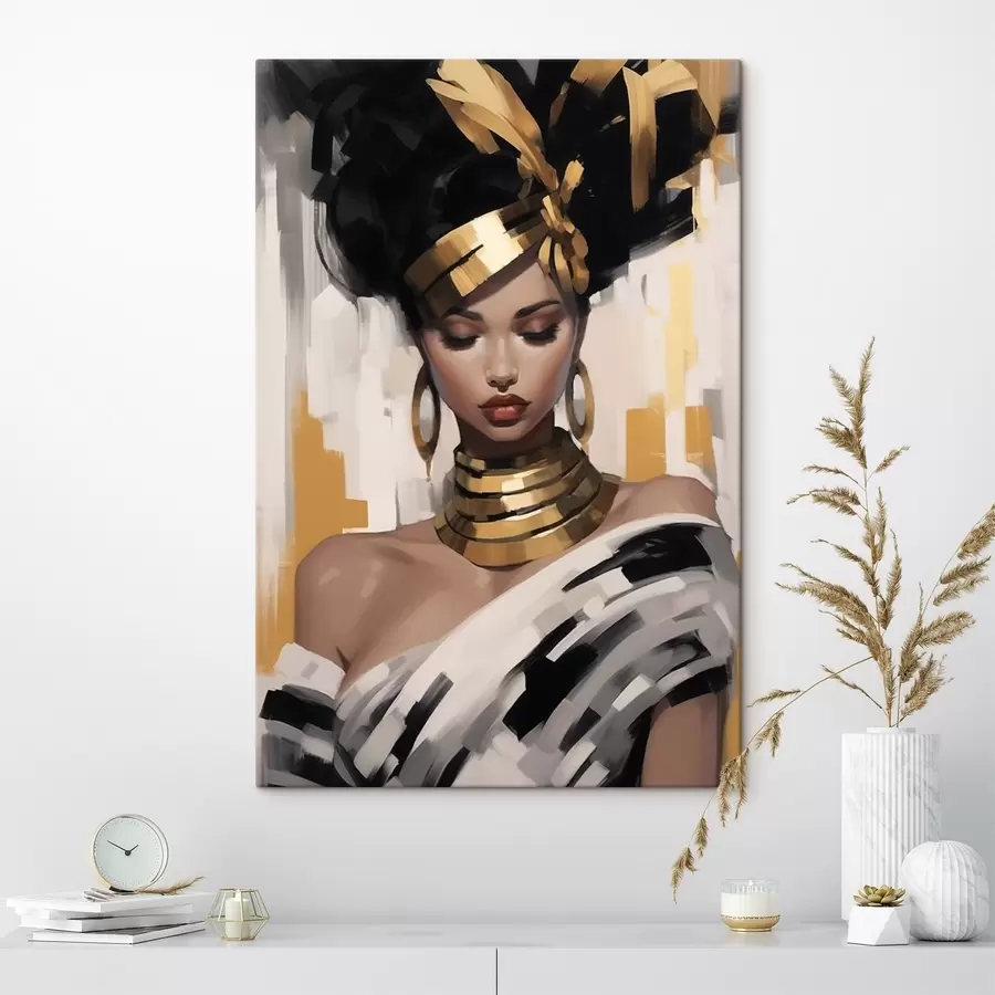 murales de pared Retrato de mujer con estilo étnico moderno s42648