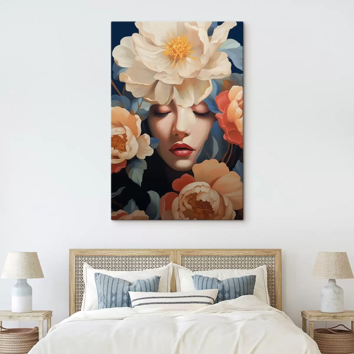 murales de pared Retrato femenino con flores s42659