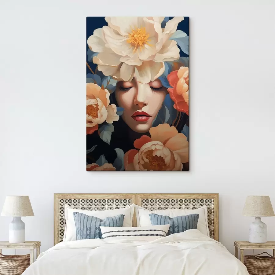 murales de pared Retrato femenino con flores s42659