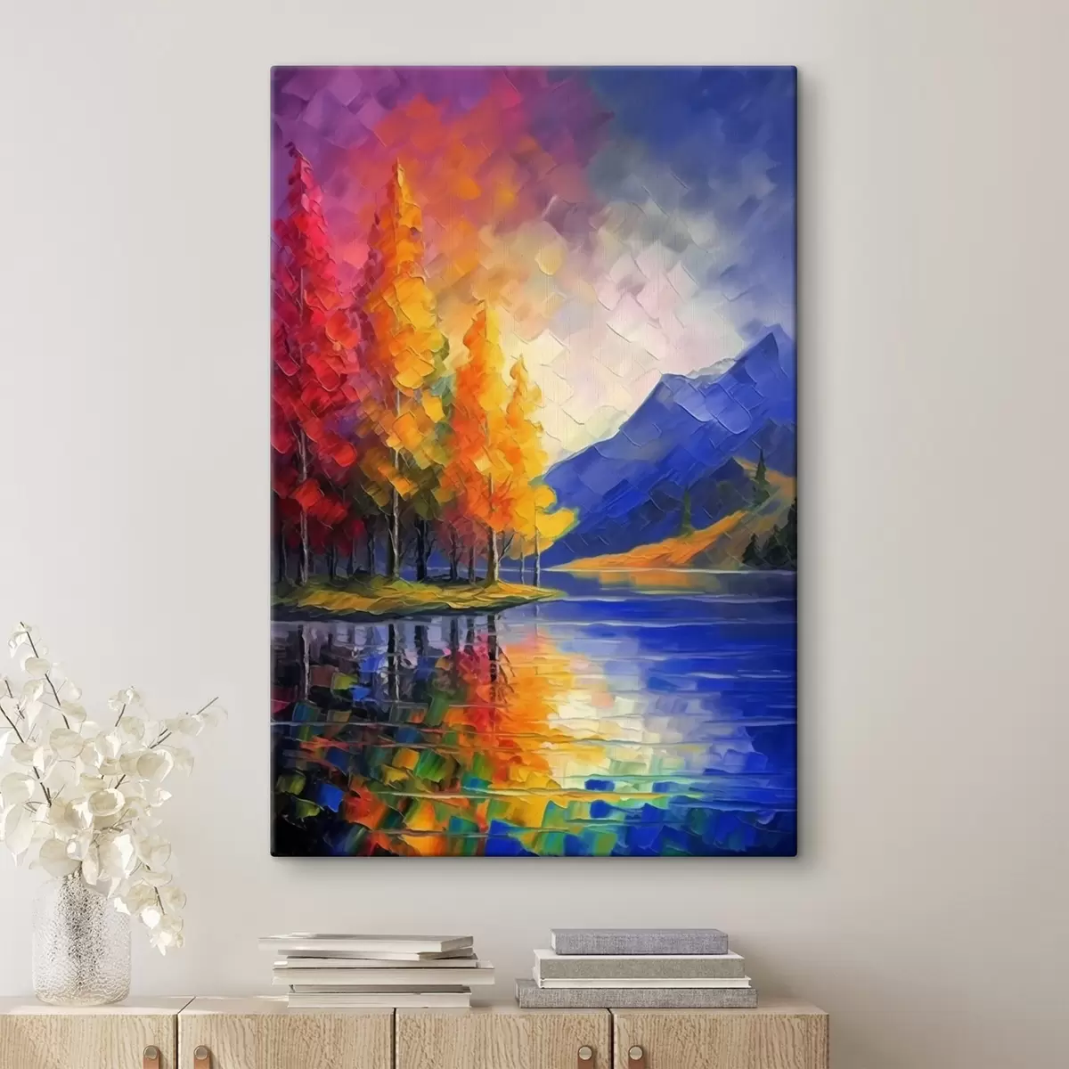 murales de pared Paisaje otoñal con lago y montañas s42661