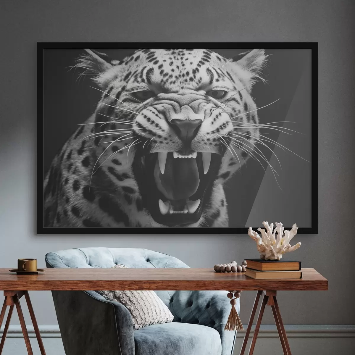 Poster Leopardo en blanco y negro f42646