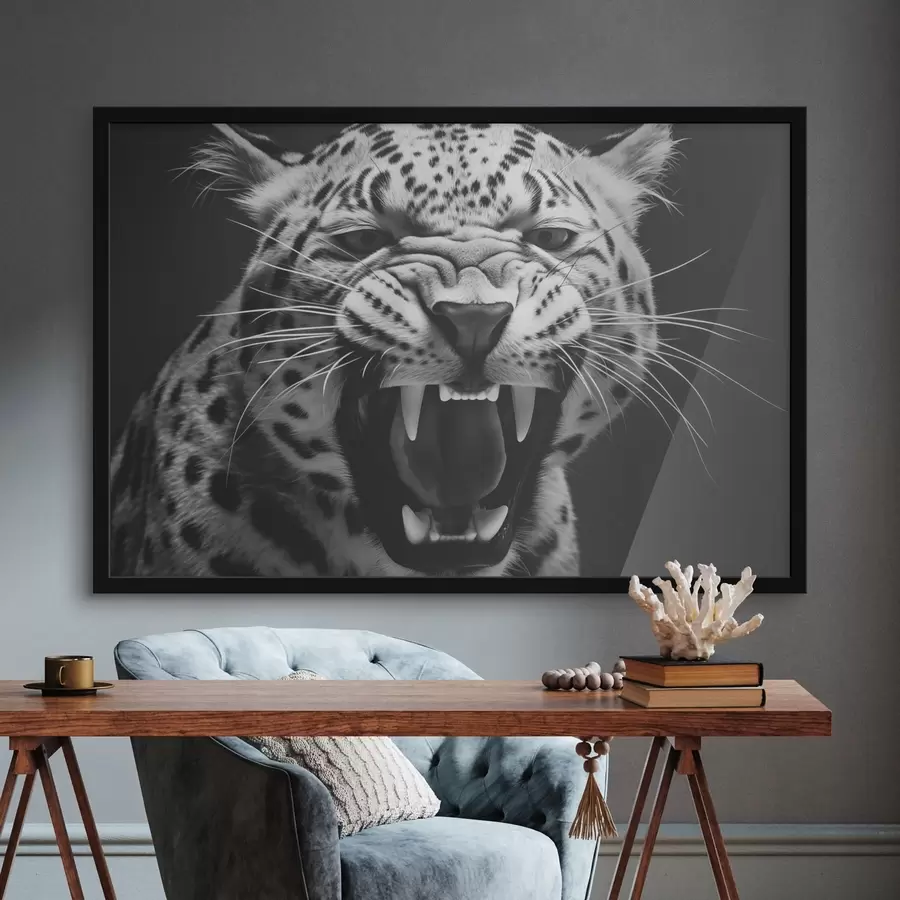 murales de pared Leopardo en blanco y negro f42646