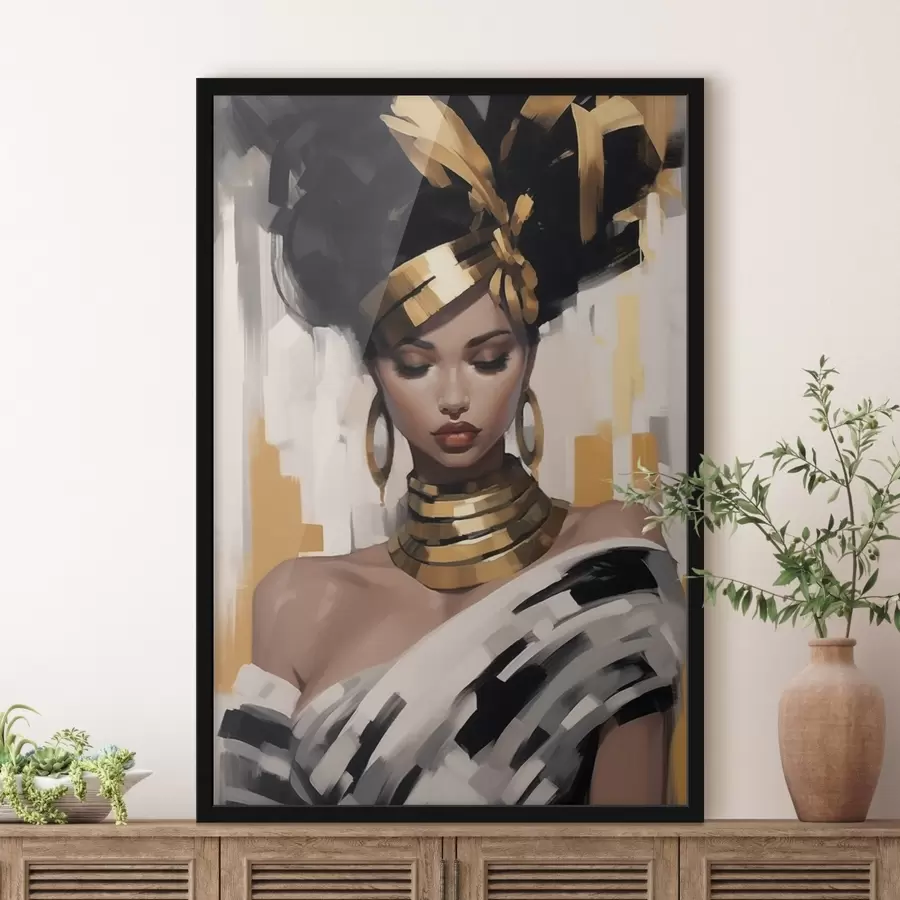 murales de pared Retrato de mujer con estilo étnico moderno f42648