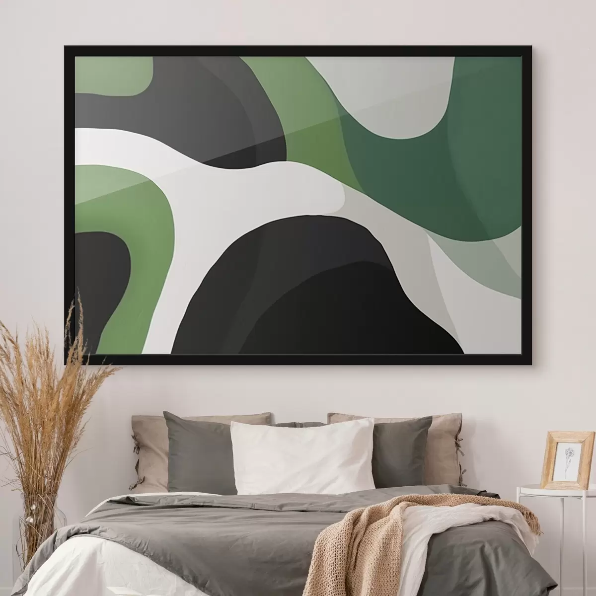 Poster Motivo geométrico abstracto en tonos verdes y negros f42651