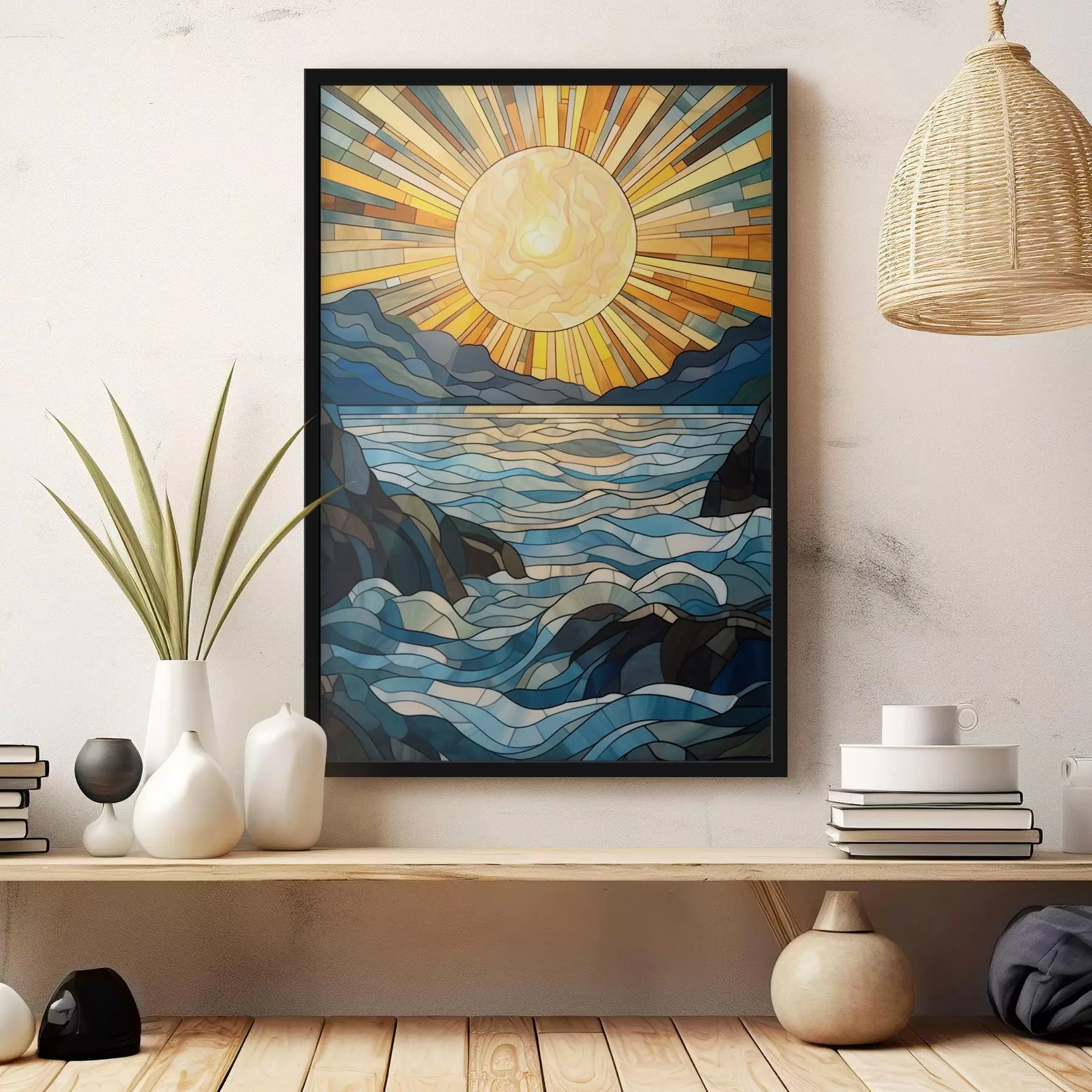 murales de pared Sol y olas al estilo de las vidrieras f42654