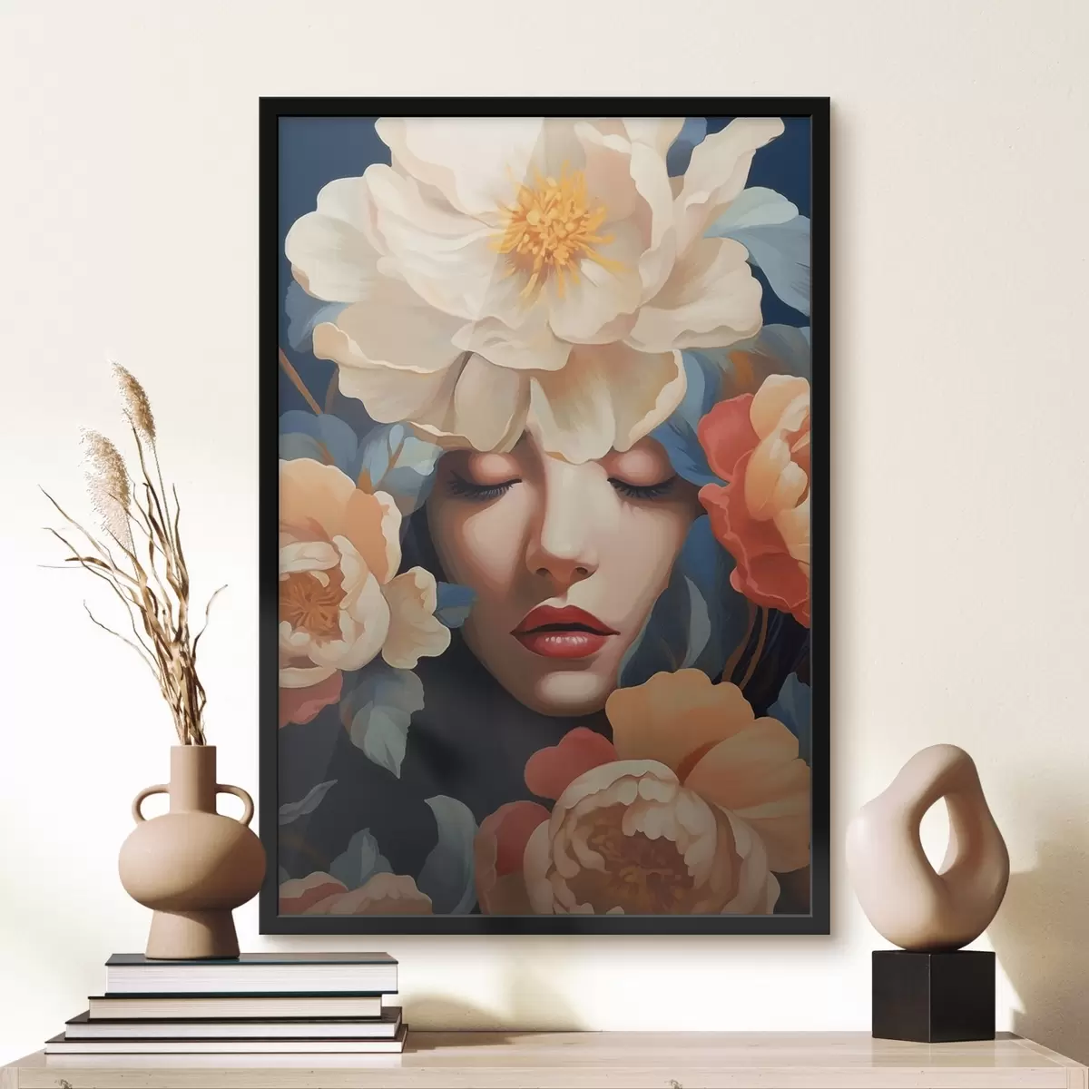 Poster Retrato femenino con flores f42659