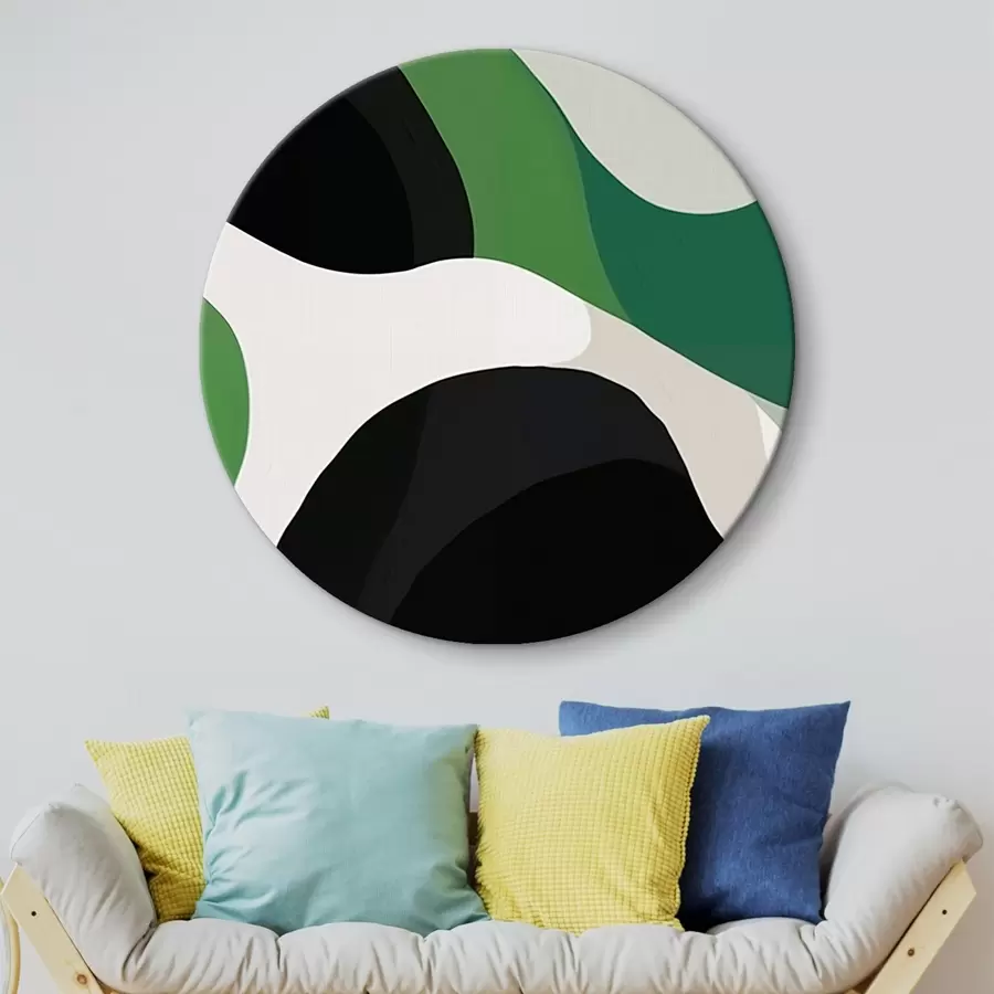 murales de pared Motivo geométrico abstracto en tonos verdes y negros r42651