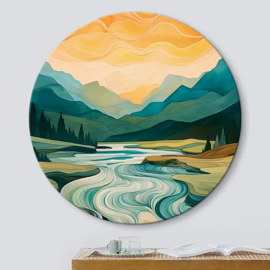 murales de pared Paisaje con río en estilo abstracto r42652