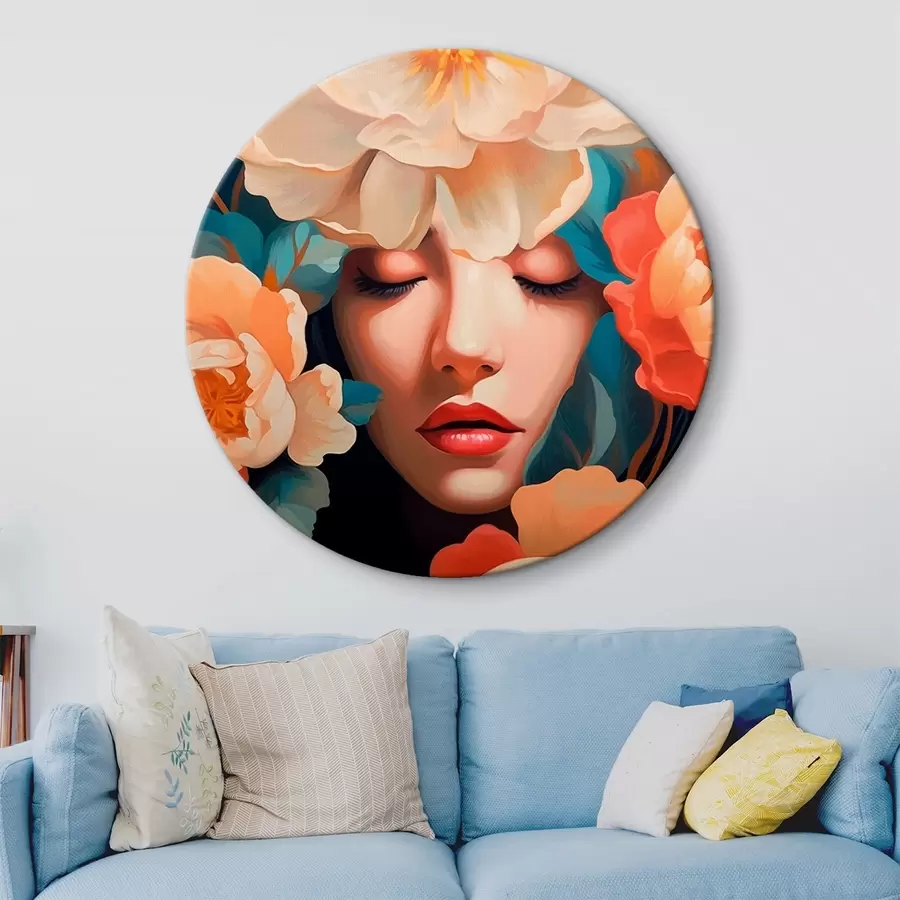 murales de pared Retrato femenino con flores r42659