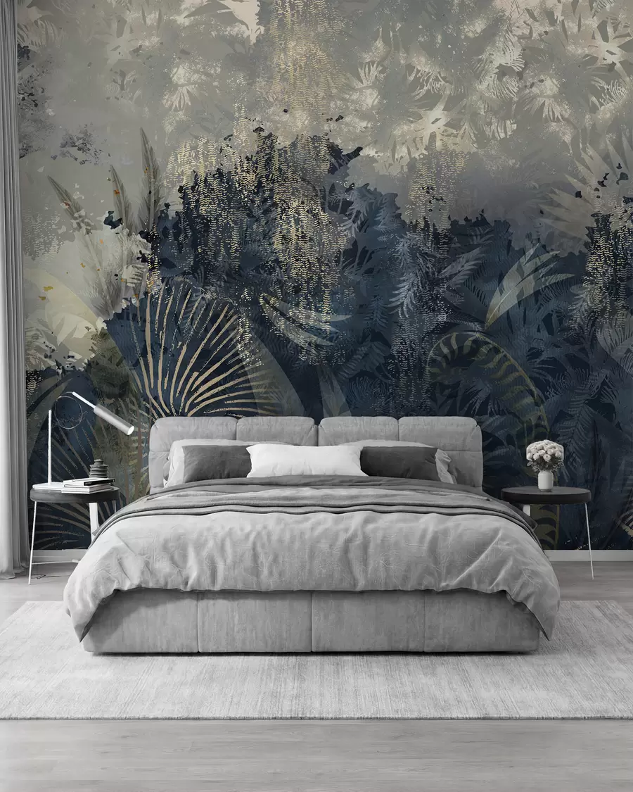 murales de pared África mágica con selva tropical y elementos vectoriales w02643