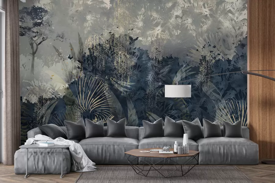 murales de pared África mágica con selva tropical y elementos vectoriales w02643