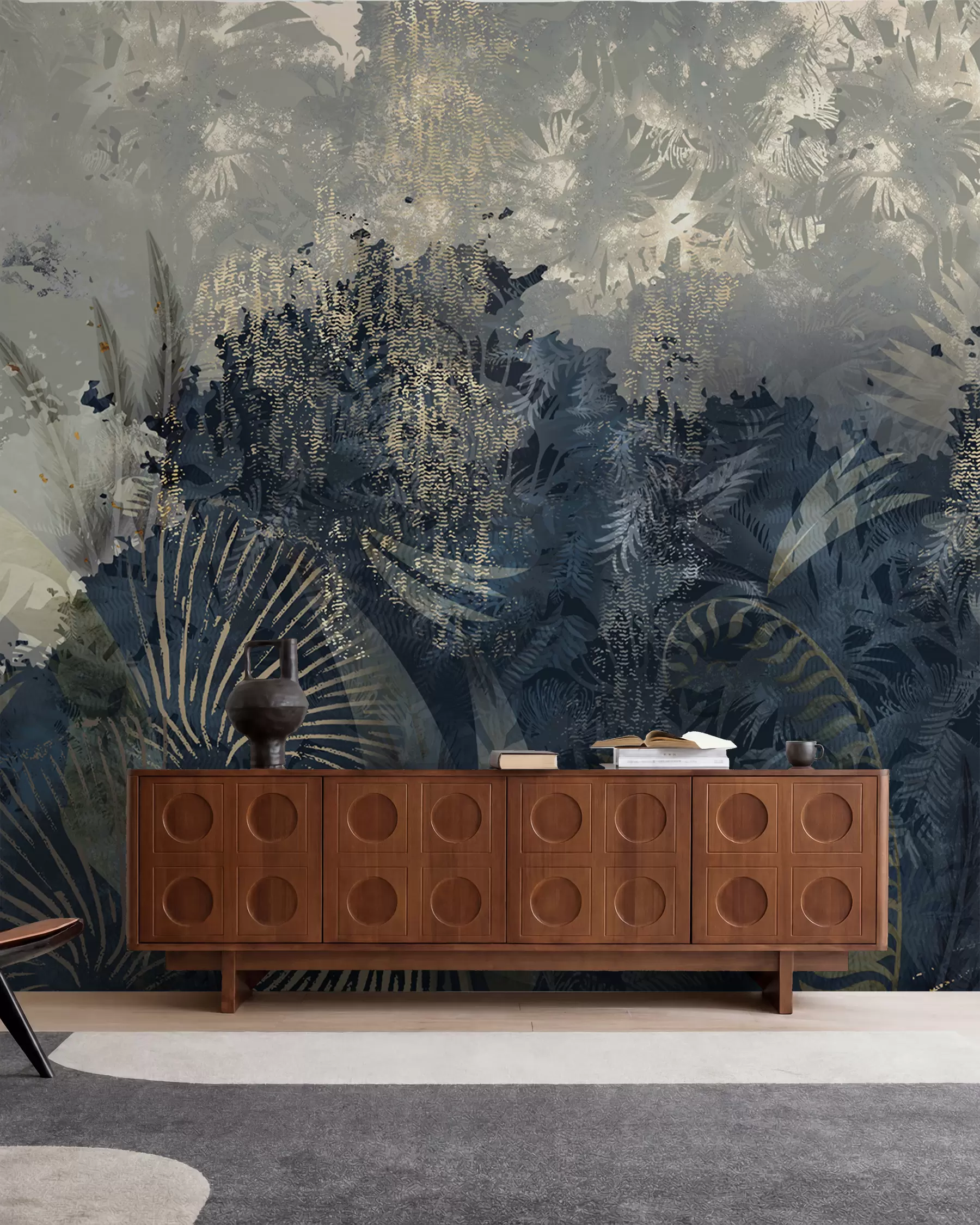 murales de pared África mágica con selva tropical y elementos vectoriales w02643