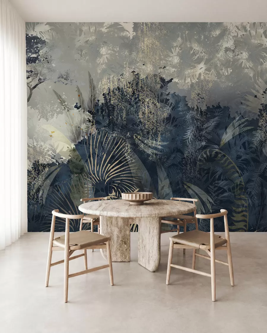 murales de pared África mágica con selva tropical y elementos vectoriales w02643