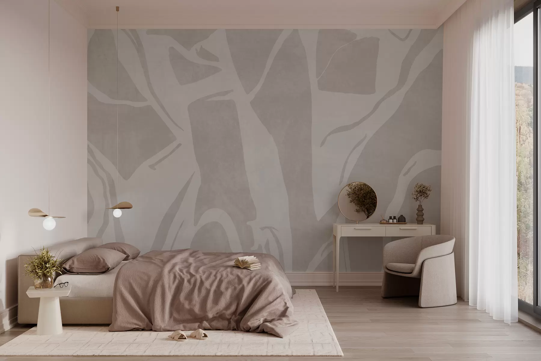 murales de pared Papel pintado abstracto geométrico grunge en colores pastel w02917v3