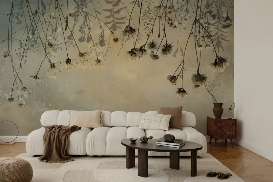 murales de pared Flores silvestres que cuelgan de lo alto en colores cálidos w02877