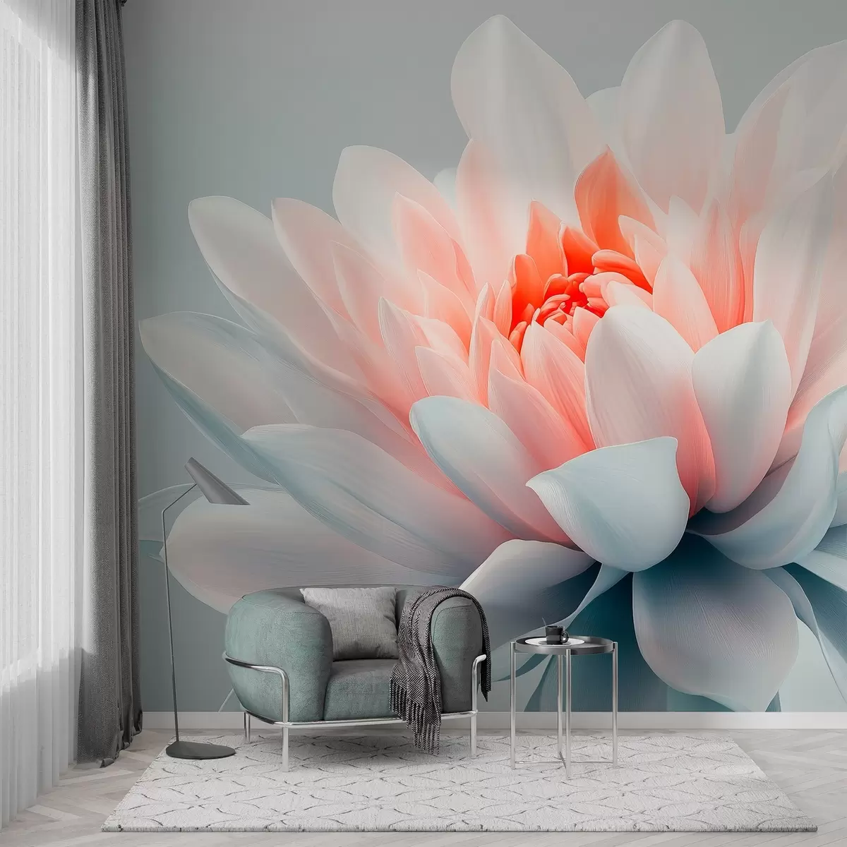 murales de pared Flor grande sobre fondo gris  w02906