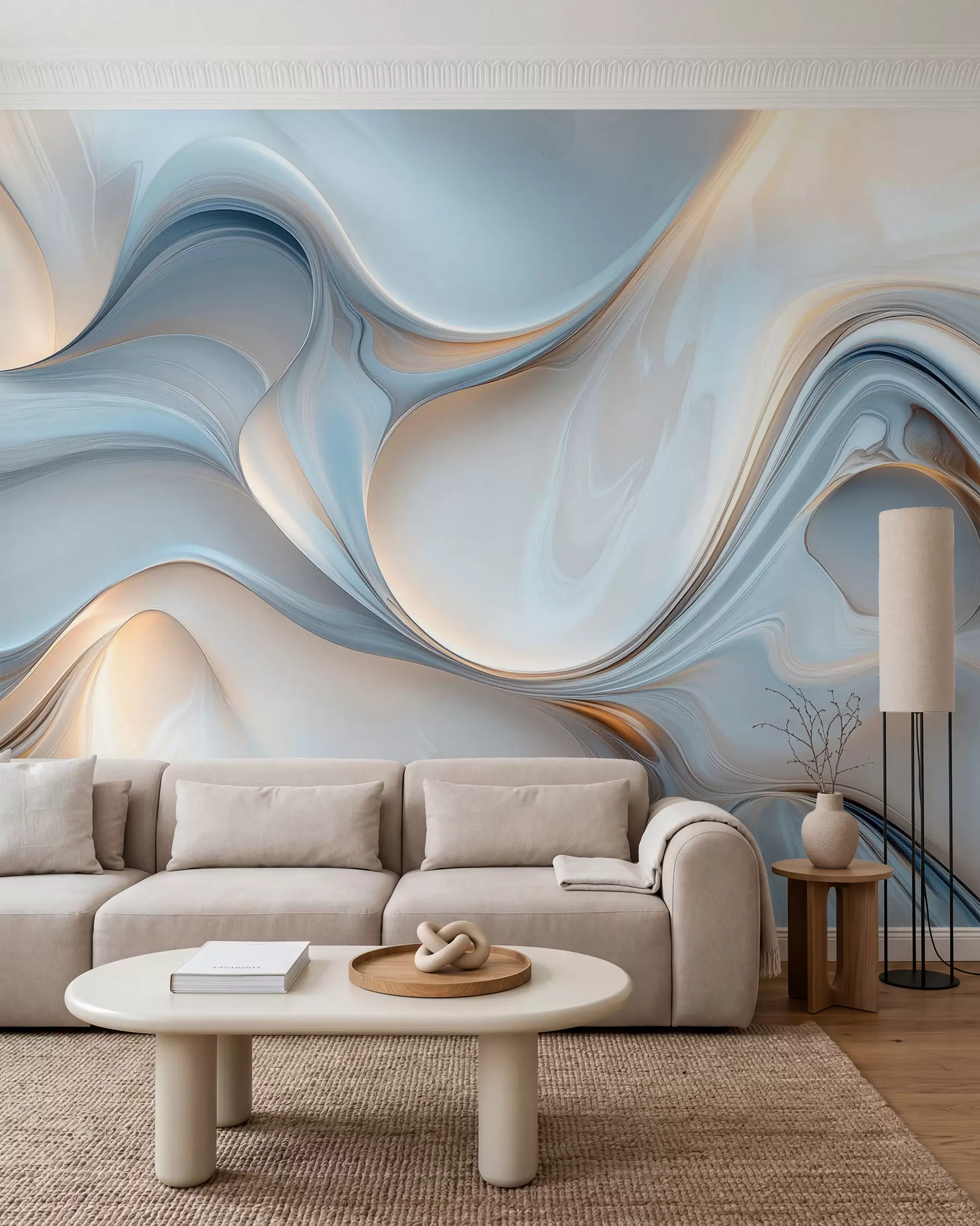 murales de pared Fluir de azul y melocotón w02909