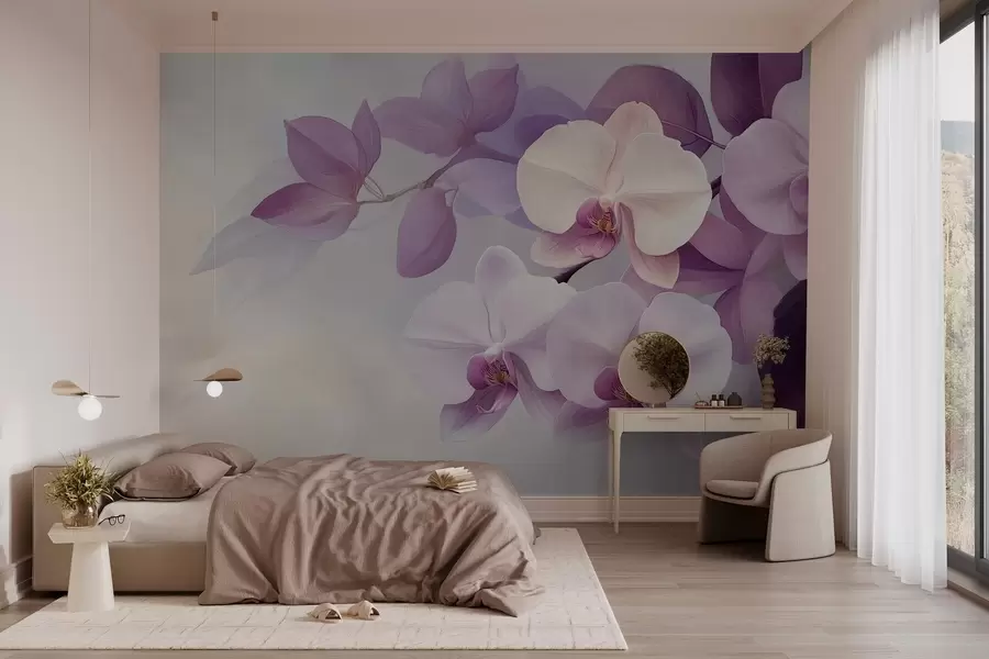 murales de pared Composición con archivos en tonos morados w02910