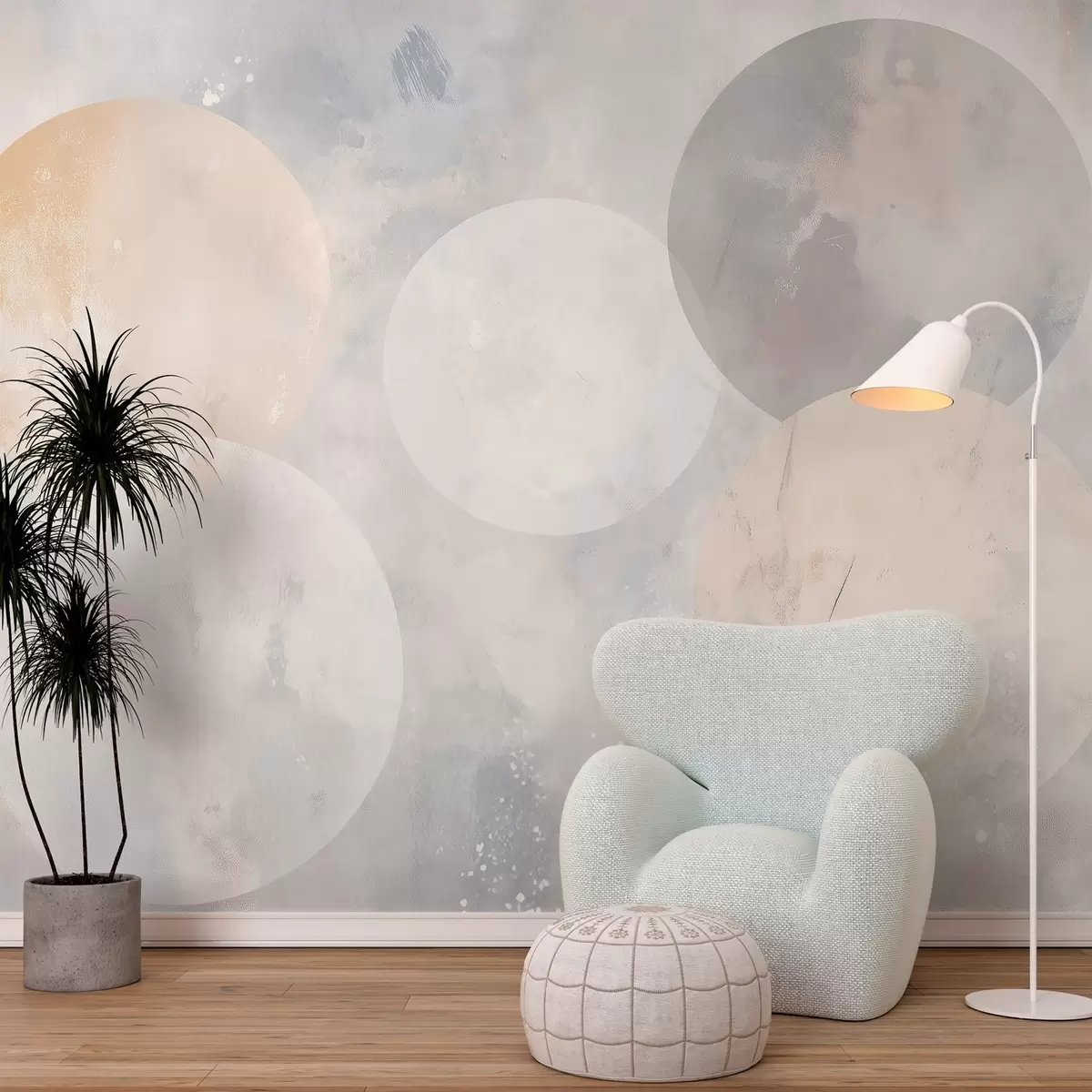 murales de pared Papel pintado abstracto danza de los planetas w02911