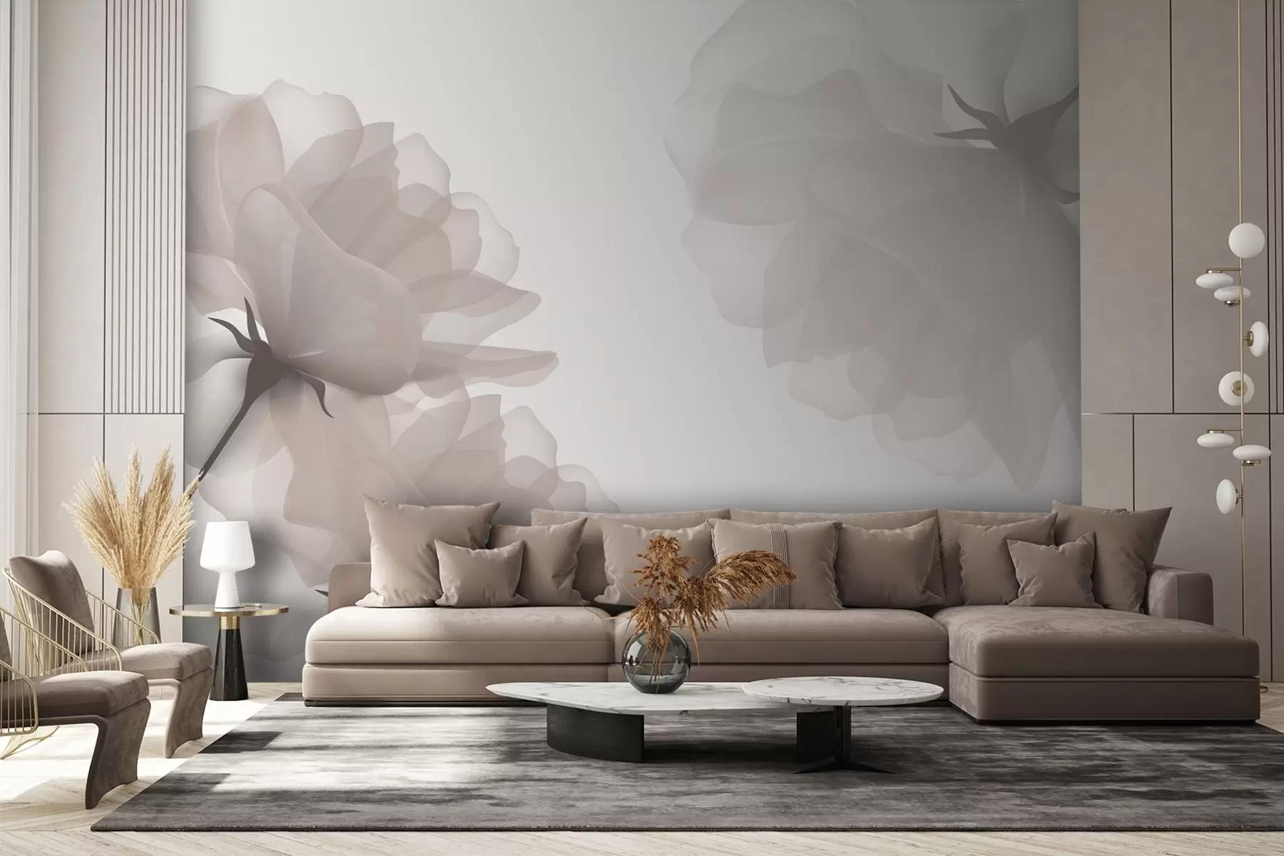 murales de pared Flores grandes y delicadas w02967