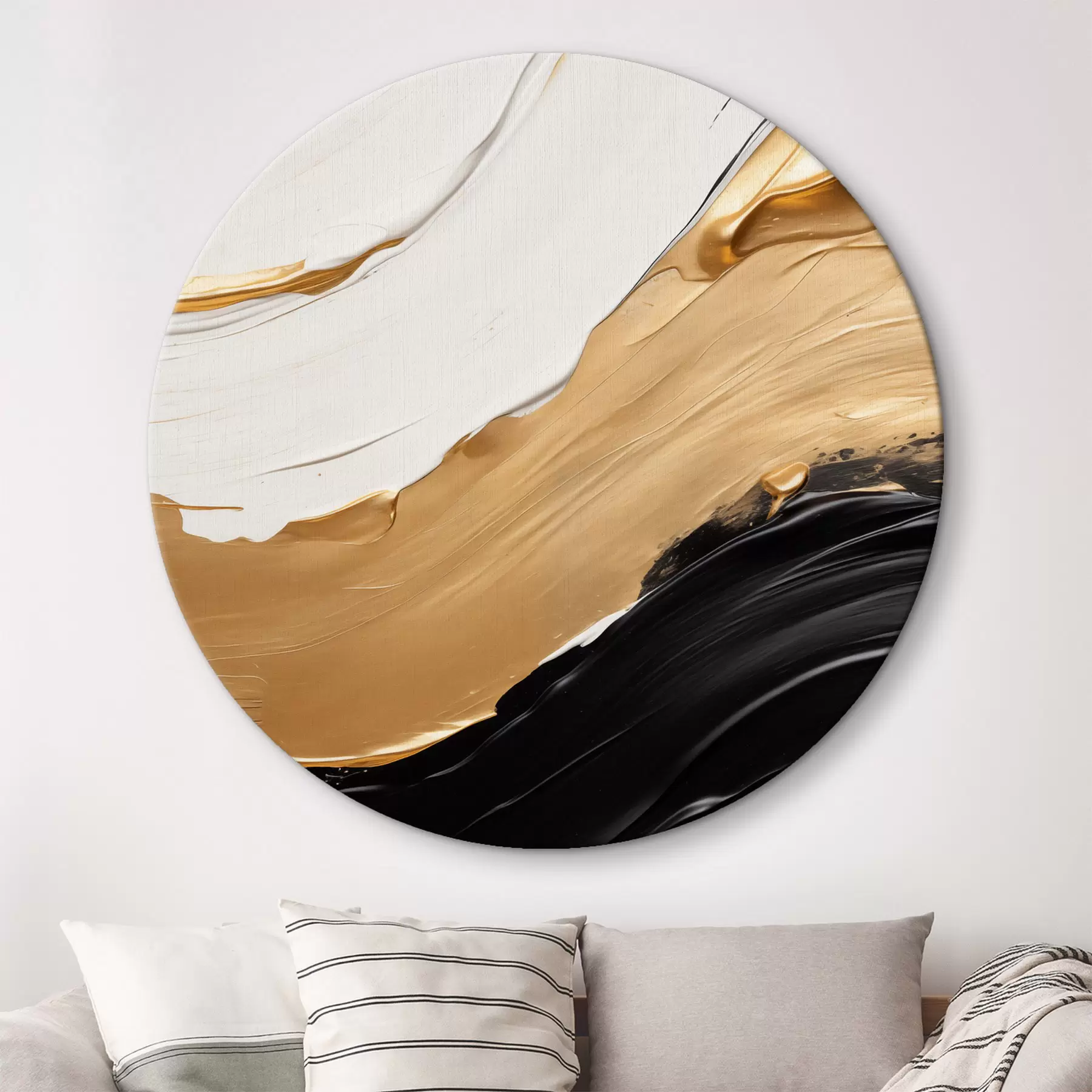 murales de pared Composición abstracta con atrevidas pinceladas de pintura blanca, amarilla y negra r42717