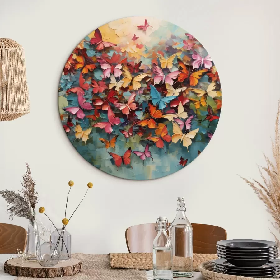 murales de pared Una vibrante variedad de mariposas en varios colores imitación de pintura al óleo r42728