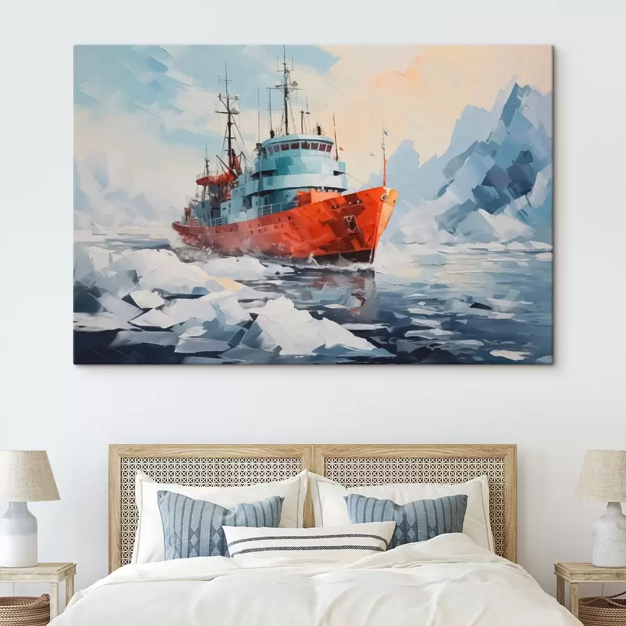 murales de pared Barco rojo entre el hielo s42750