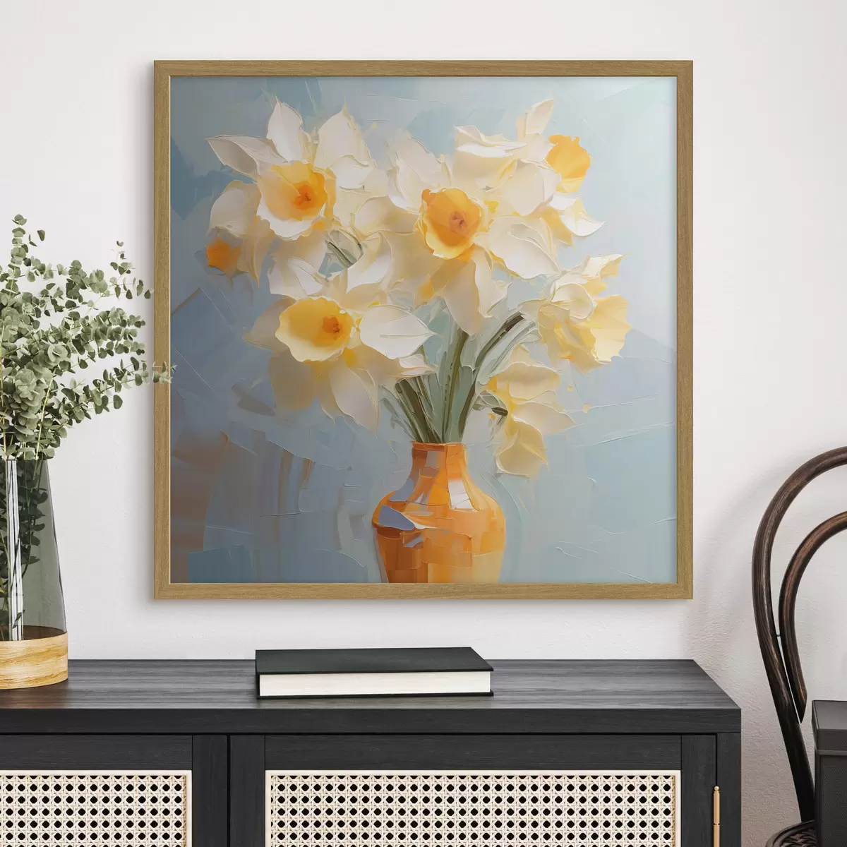 Poster Ramo de narcisos en un jarrón imitación de pintura f42749