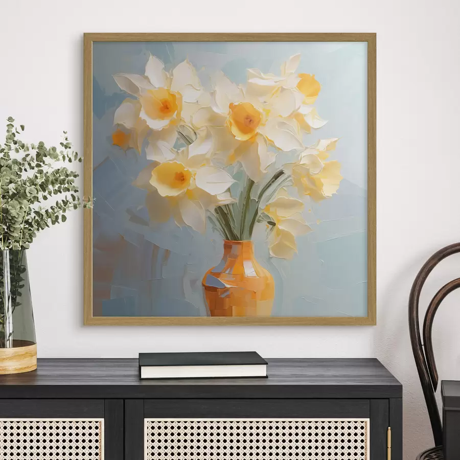 murales de pared Ramo de narcisos en un jarrón imitación de pintura f42749