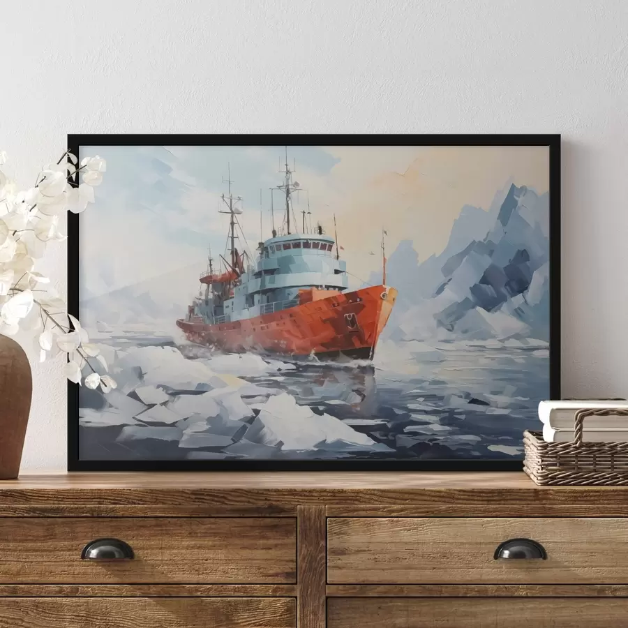 murales de pared Barco rojo entre el hielo f42750