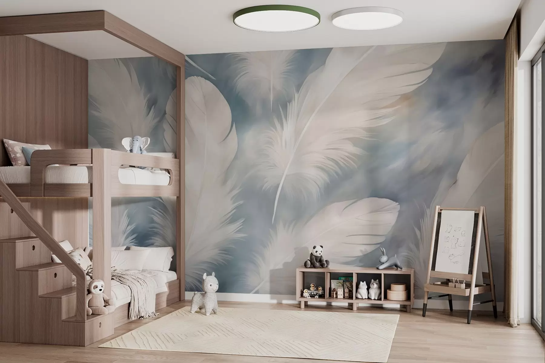 murales de pared Plumas blancas imitación acuarela w02945