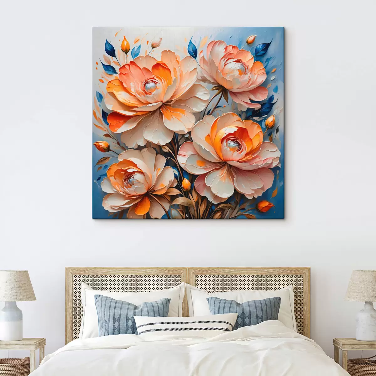 murales de pared Flores sobre fondo azul s42709