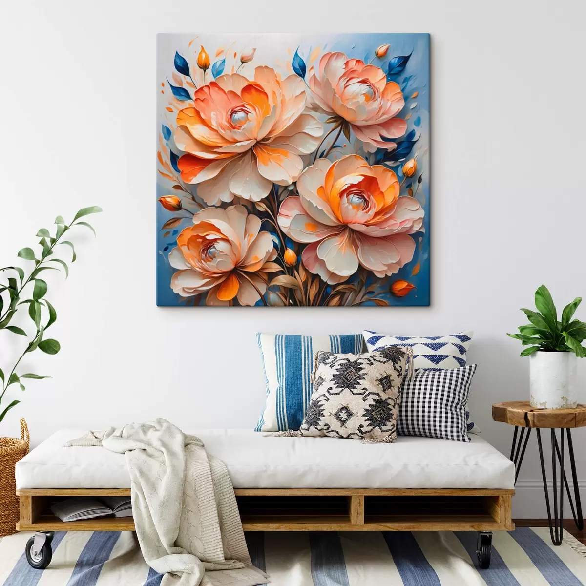 murales de pared Flores sobre fondo azul s42709