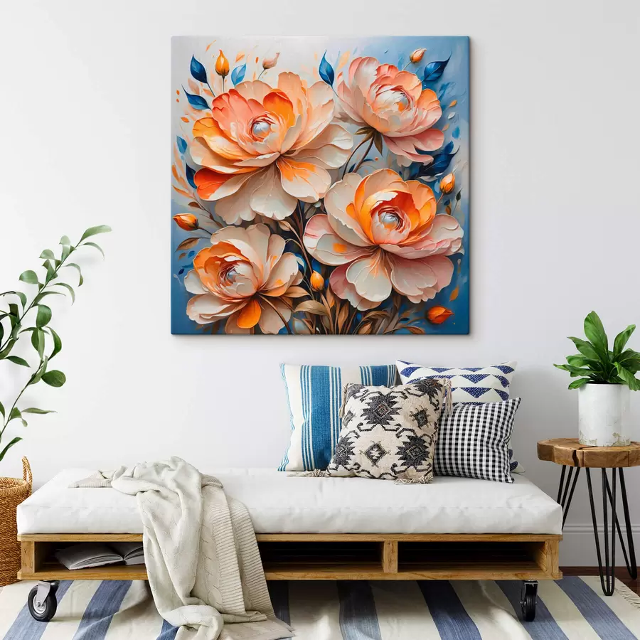 murales de pared Flores sobre fondo azul s42709