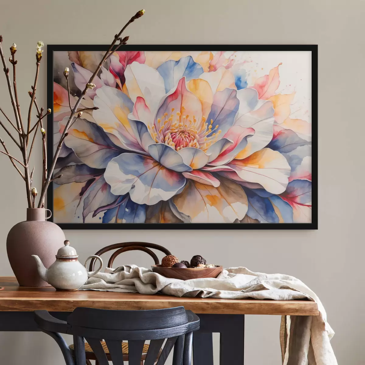 Poster Flor multicolor imitación acuarela f42706