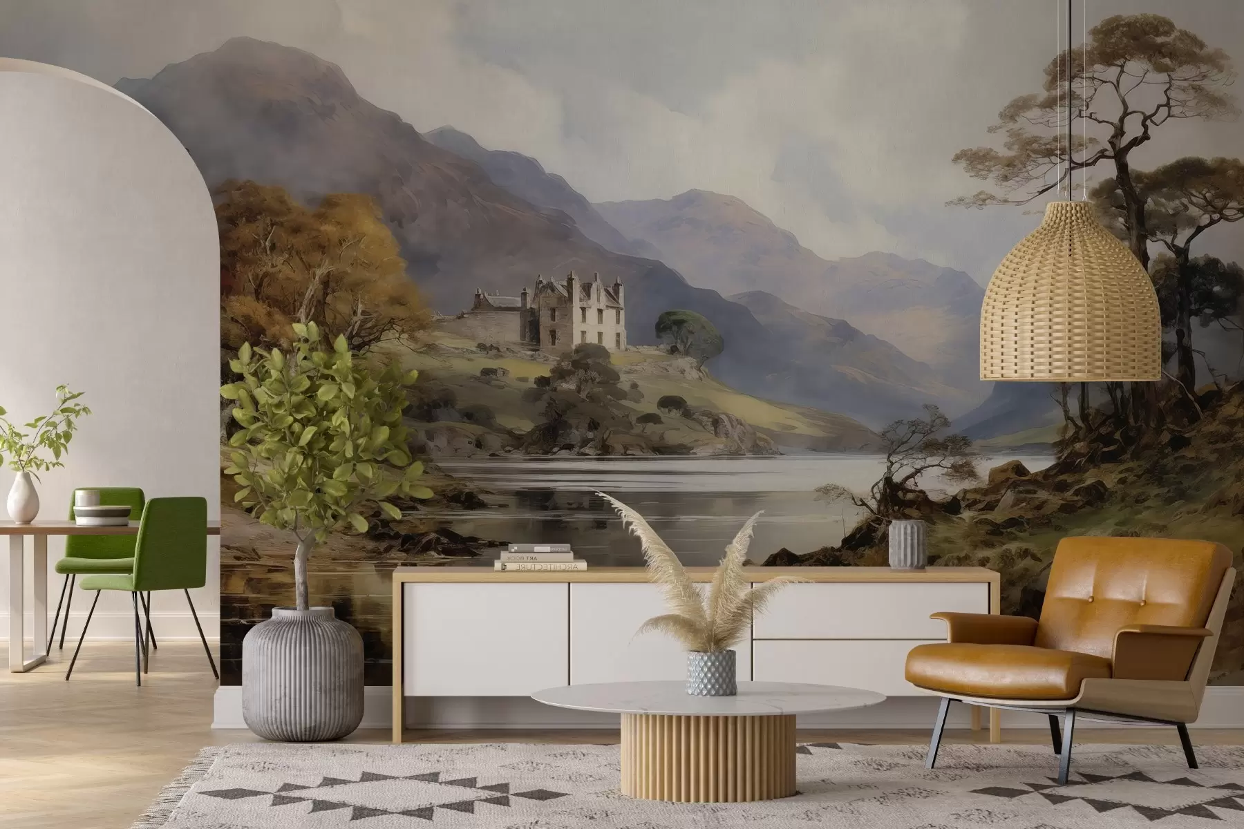 murales de pared Vista en acuarela de las montañas w02975