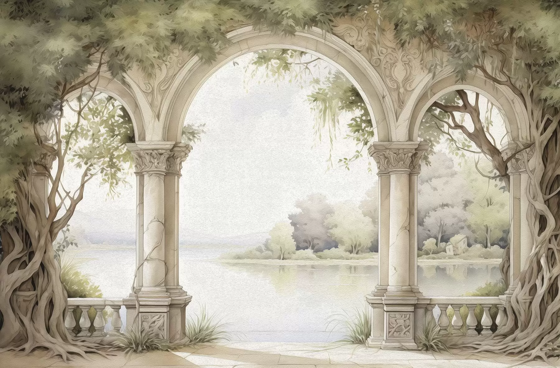 murales de pared Dibujo al óleo estilo arco w02976
