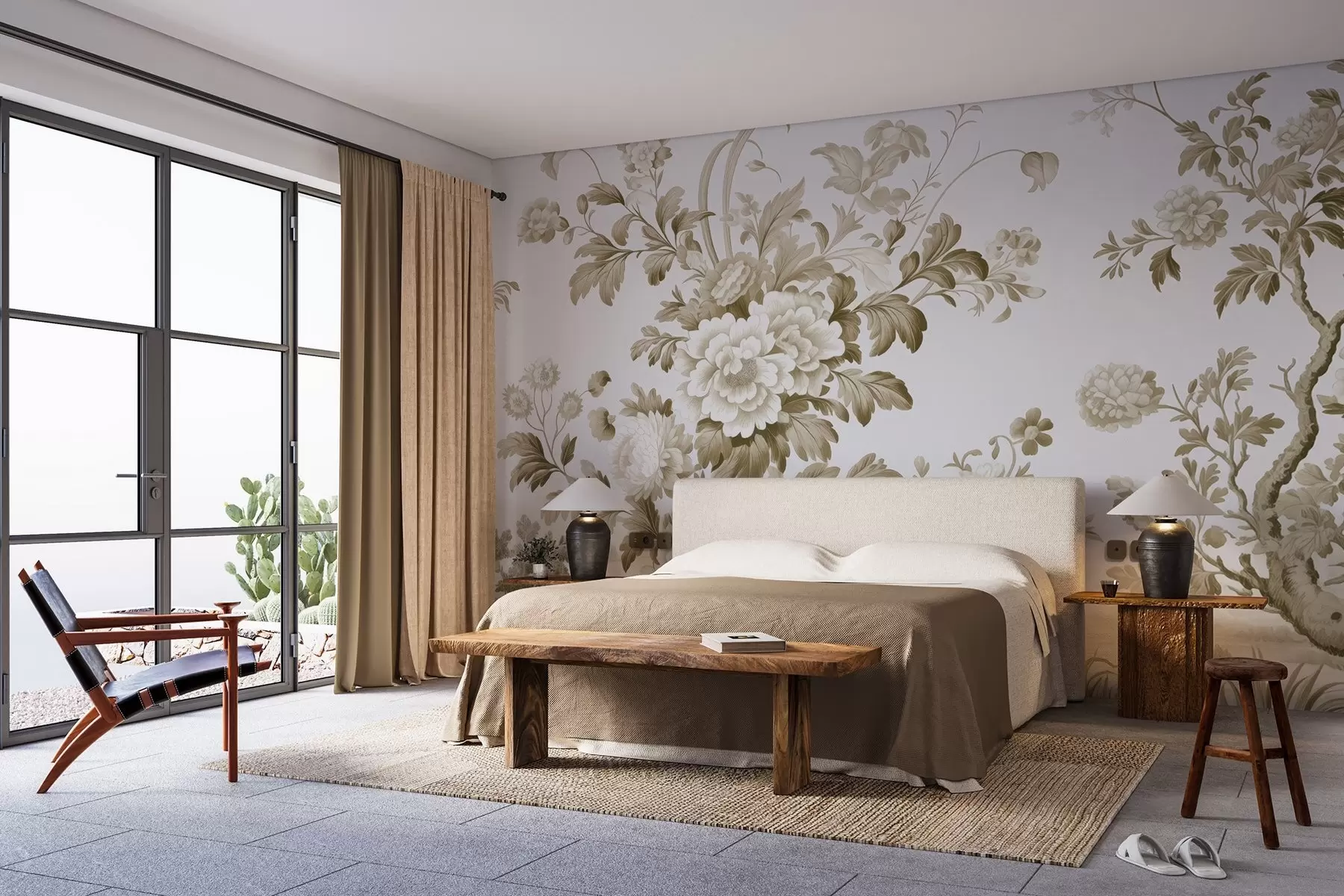 murales de pared Jardín pintado en monocromo w02977v1