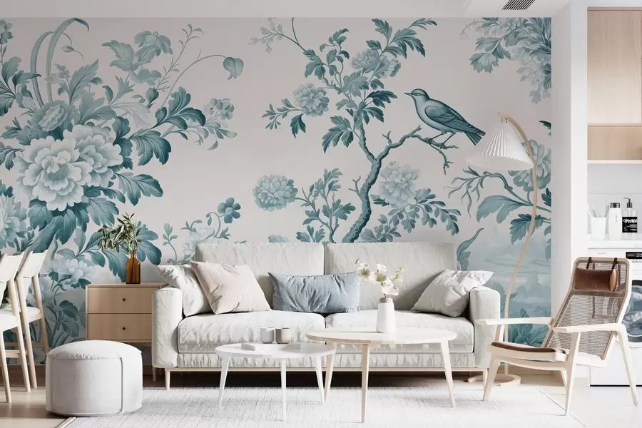 murales de pared Jardín pintado en monocromo w02977v2