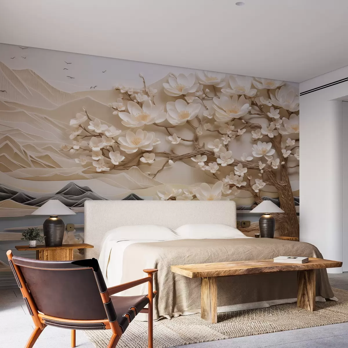 murales de pared Bosque abstracto sobre el río w02981