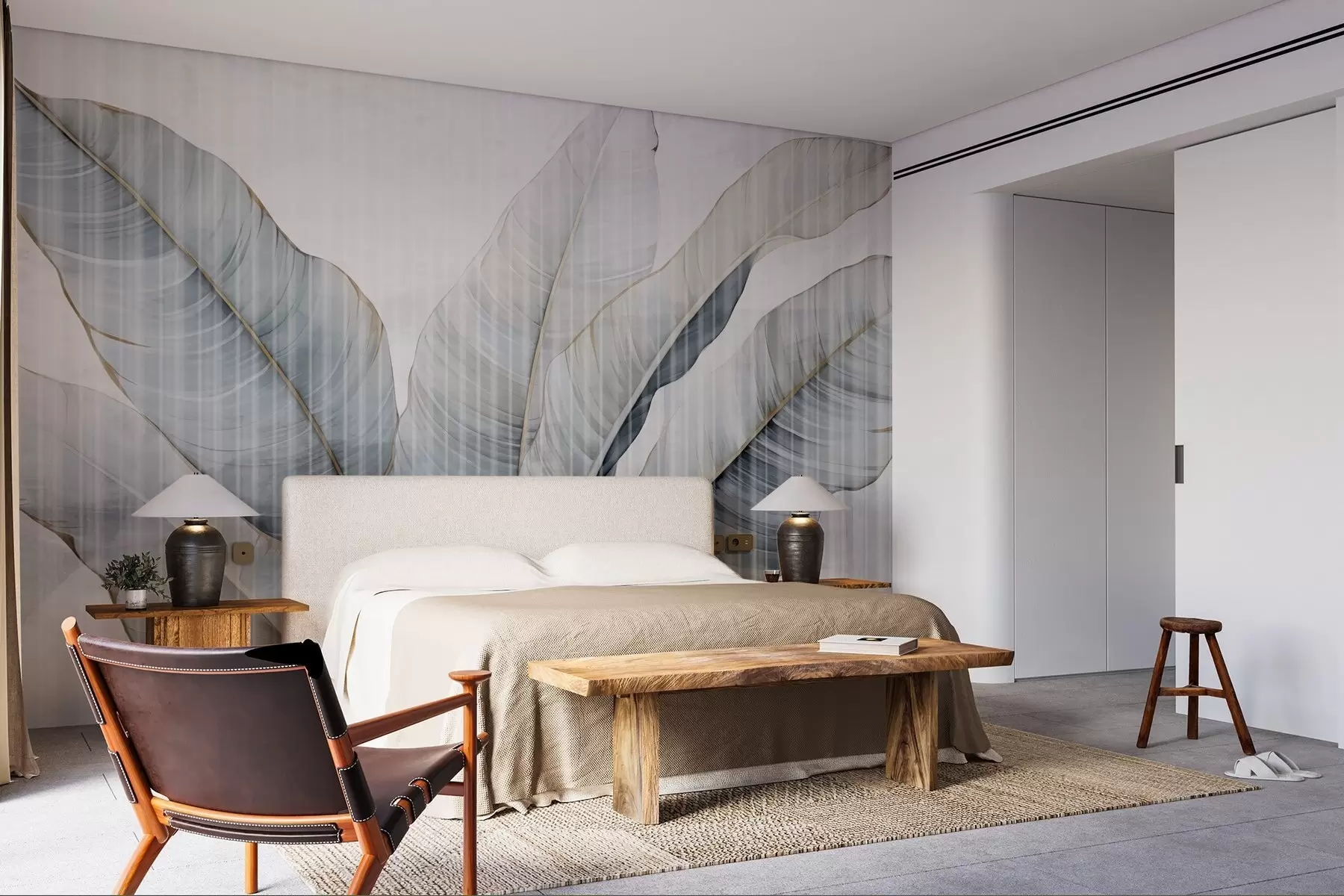 murales de pared Hojas grandes en la pared w02982