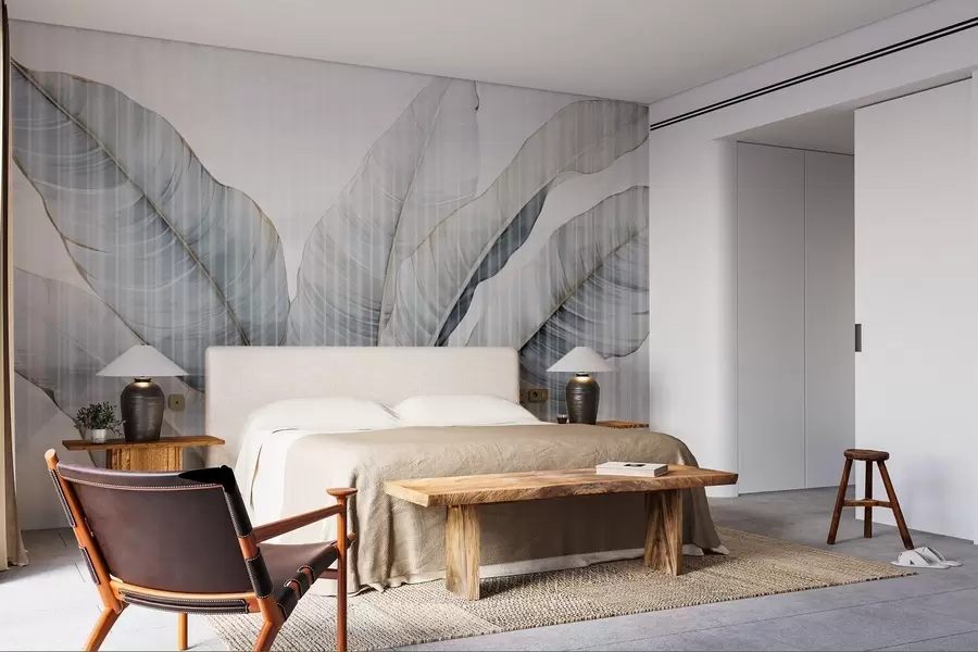 murales de pared Hojas grandes en la pared w02982